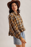 Ruffle Hem Checkered Top
