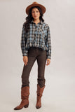 Ruffle Hem Checkered Top