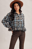 Ruffle Hem Checkered Top