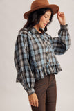 Ruffle Hem Checkered Top