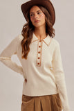 Embroidered Collar Polo Sweater