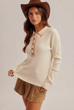 Embroidered Collar Polo Sweater