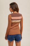 Colorblock Ribbed Henley Sweater