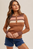 Colorblock Ribbed Henley Sweater