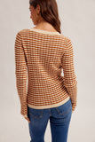 Pointelle Stripe Knit Henley Top
