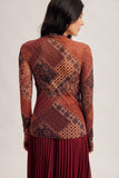 Patchwork Mock Neck Mesh Top