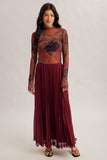 Patchwork Mock Neck Mesh Top