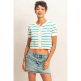 Striped Scalloped Cardigan