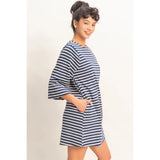 Striped Half Sleeve Mini Dress