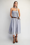 Strapless Smocked Midi Dress