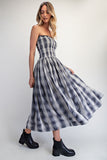 Plaid Convertible Midi Dress
