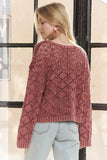 Long Sleeve Diamond Knit Sweater