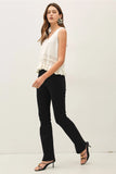 Ruffled Hemline Crochet Knit Top
