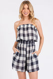 Checkered Strapless Romper