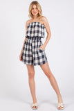 Checkered Strapless Romper