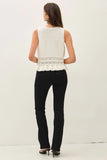 Ruffled Hemline Crochet Knit Top