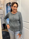 Ruffled Pointelle Crop Cardigan