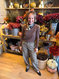 High Rise Leopard Print Barrel Jeans