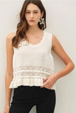 Ruffled Hemline Crochet Knit Top