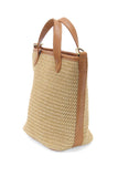 Natural Straw Mini Bucket Crossbody Bag
