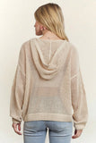 Open Knit Hooded Sweater