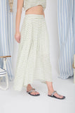 Striped Pleated Midi Skirt