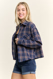 Cropped Plaid Button Down Top