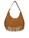 Suede Fringe Slouchy Bag