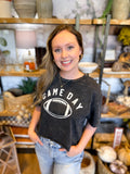 "Game Day" Cropped Mineral Tee