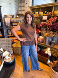 High Rise Wide Leg Seam Denim Pants