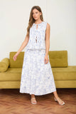 Toile Pleated Midi Skirt