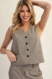 Plaid V-Neck Button Down Vest