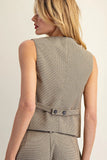 Plaid V-Neck Button Down Vest