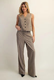 Plaid V-Neck Button Down Vest