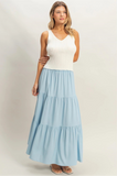 Elastic Waist Tiered Skirt