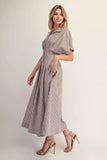 Striped Dolman Sleeve Pleated Maxi Dress