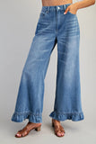 Denim Ruffle Hem Relaxed Jeans