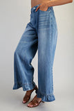 Denim Ruffle Hem Relaxed Jeans