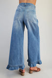 Denim Ruffle Hem Relaxed Jeans