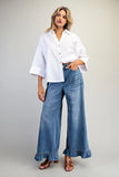 Denim Ruffle Hem Relaxed Jeans