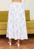 Toile Pleated Midi Skirt