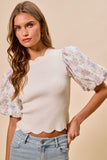 Floral Sleeves Scallop Top