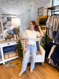 Cropped High Rise Barrel Jeans