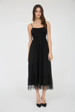 Polka Dot Tulle Spaghetti Strap Midi Dress