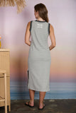 Striped Contrast Trim Sleeveless Dress