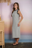 Striped Contrast Trim Sleeveless Dress