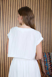 Floral Embroidery Boat Neck Crop Top