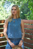 Seam Detail Sleeveless Denim Top