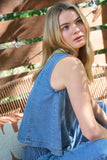 Seam Detail Sleeveless Denim Top