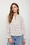 Floral Leaf Split Neck Blouse
